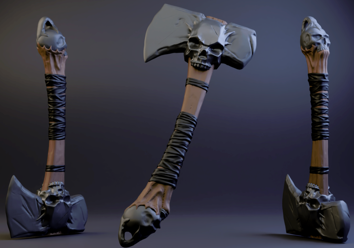 Skull Axe Keychain