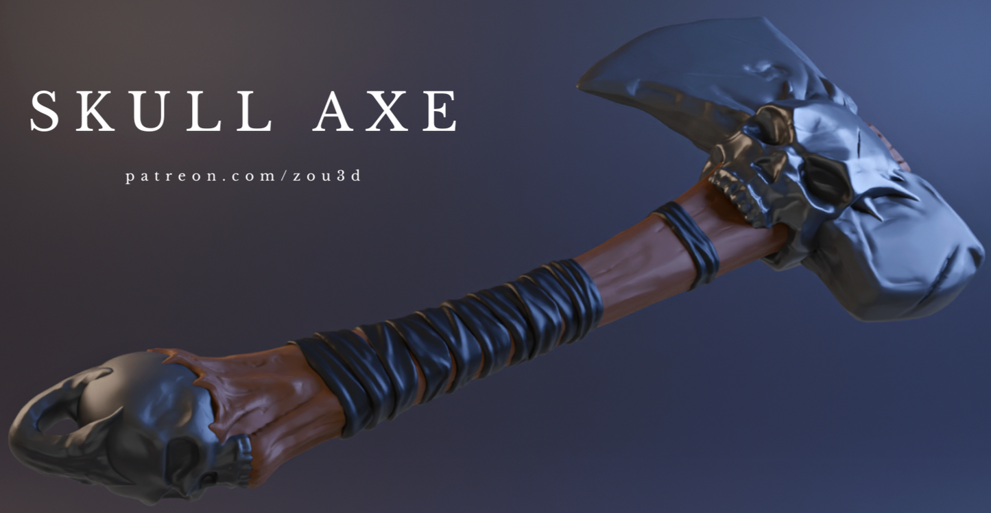 Skull Axe Keychain